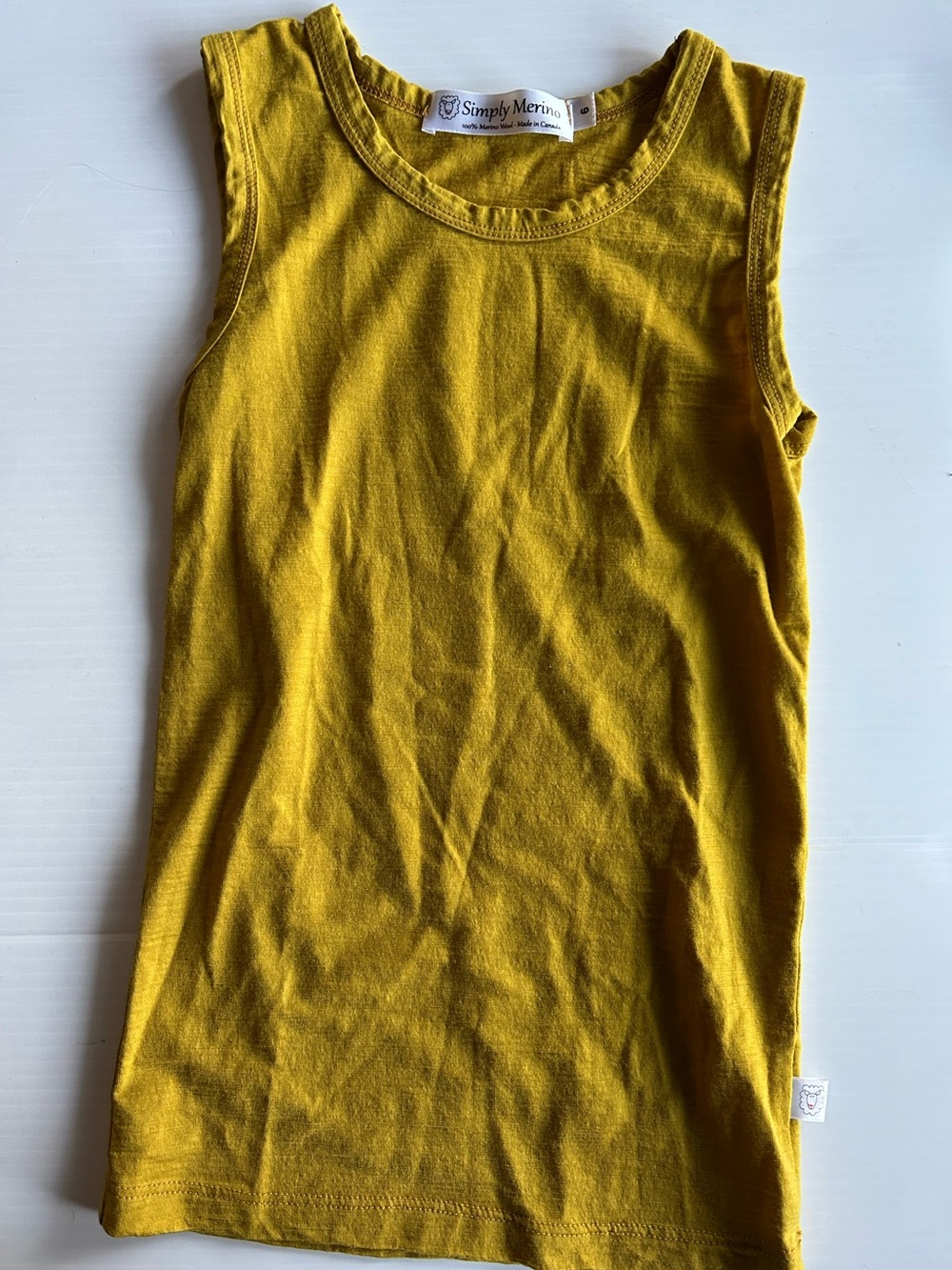 Simply Merino Mustard Tank Top Size 6 (summer weight)